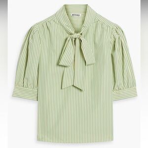 Walter Baker Pussybow Striped Blouse in Pastel Yellow and Green size XS